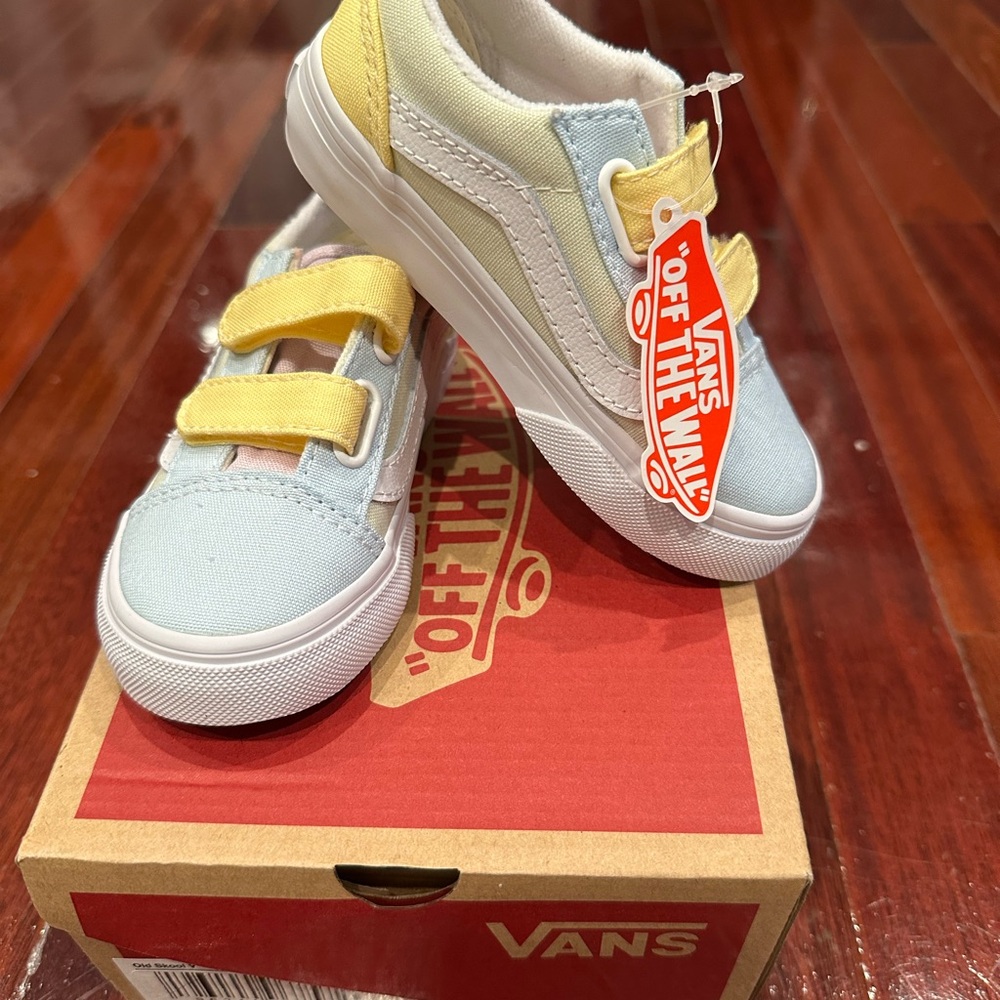 Vans Yellow and Blue Sneakers with Classic Jazz Stripe